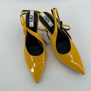 New Zara yellow lace up heel size 6.5
